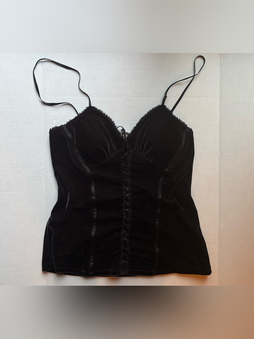 Black velvet velour corset bustier padded top whimsigoth goth vintage Y2K grunge